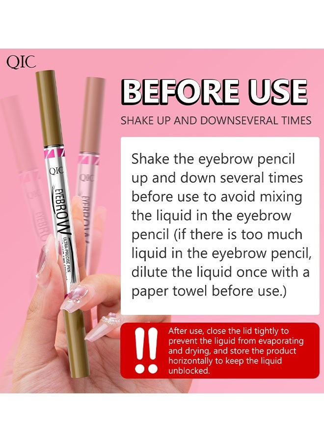 QIC Eyebrow Pen, Ultra-Precise Pen For Hair-Like Strokes, Waterproof Eyebrow Pen, Eyebrow Pencil 2-In-1 Dual-Ended Eyebrow Pen With Double Eyebrow Brush, For Natural Hair-Like Brows, Long Lasting, Natural Hair-Like Brows, Brown - Image 3